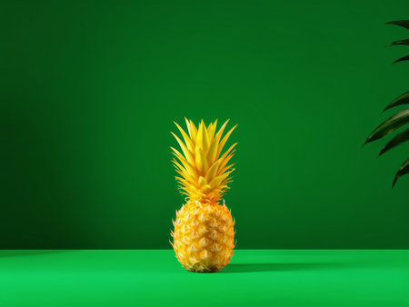 Realistic Pineapple Image Detailed Textures Mimicking Lightfall Effect - Minimalist Design Ideal for Product Displays & Advertisingの素材