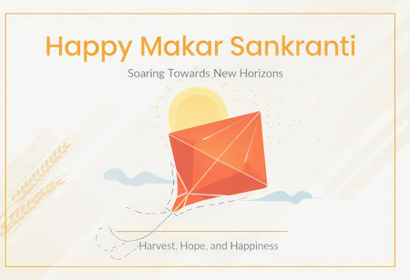Happy Makar Sankranti greeting card template, vector illustrationの素材