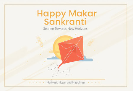 Happy Makar Sankranti greeting card. Vector illustration.の素材