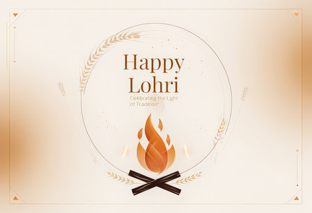 Happy Lohri festival of India greeting card. Vector illustration.の素材