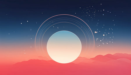 Sunset and mountains. Vector illustration for your design. EPS10の素材