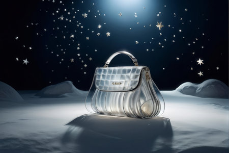 Snowlit Night Adventure A Glittering Silver Handbag in the Heart of Winter Wonderlandの素材