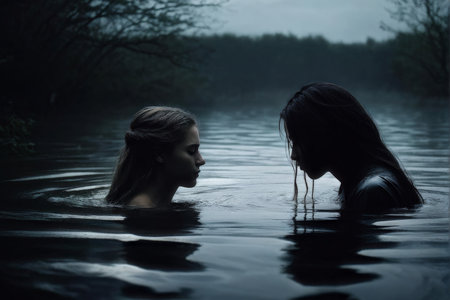 Submerged Secrets A Womans Struggle for Survival Against Murky Watersの素材