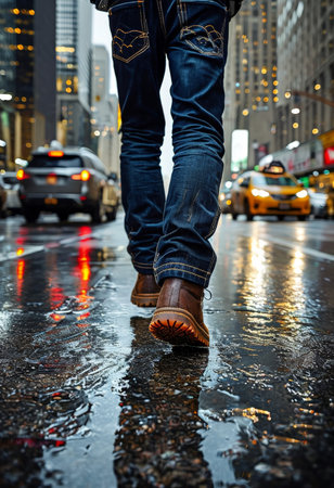 Silent Night Walk Captured Moments in Urban Reflectionsの素材