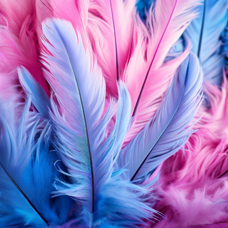 Vibrant Feathers in CloseUp Abstract Color Contrast Without Contextの素材