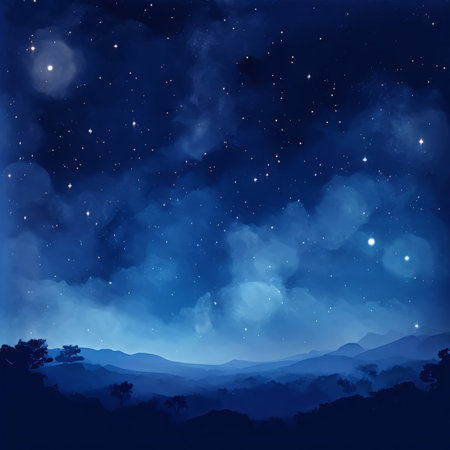 Whispers of Night Captivating Starlit Serenity Over Majestic Forest Mountainsの素材
