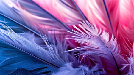 Vibrant Feather Plume CloseUp Capturing Texture, Color Variations, and Delicate Structure in Artistic Natural Beautyの素材
