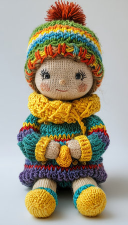 Dazzling Colorful Doll Stands on Round Balls in Creative Balloon Designの素材