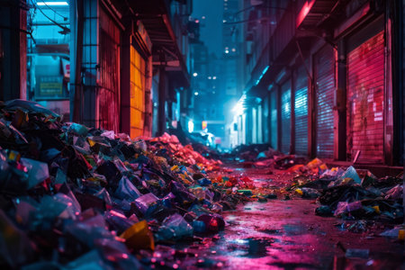 Amidst Garbage and Shadows Unveiling Taylors Secret Sign in Dimly Lit Alleyの素材