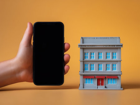 Connecting the Past with the Present A Digital Handside Miniature Building Model in Orangeの素材