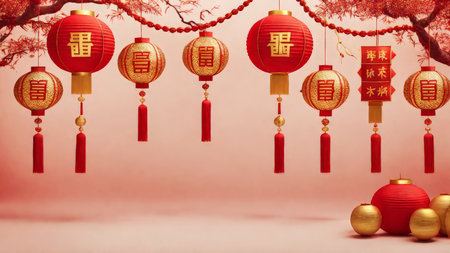 Red Lantern Glories Vibrant Decorations for Festive Celebrationsの素材