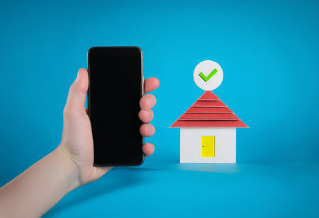 Green Check Mark Approval A Simplified Guide to HomeRelated Services Through Smartphone Appの素材