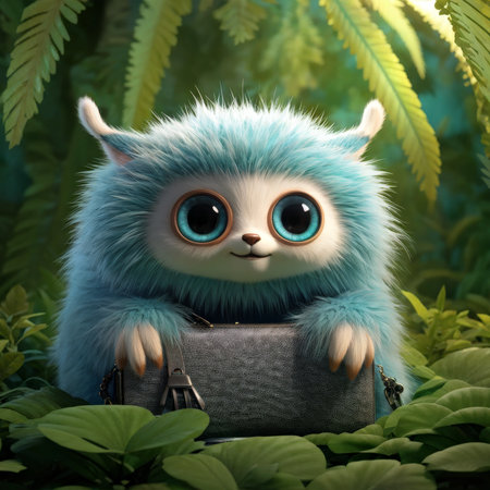 Enchanting Mystical Creature Painting A Lush Green Fantasy Scene Inspired by Friendship and Curiosityの素材