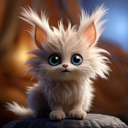 Whiskers in Bloom A Silky Cats Seductive Sitting Pose Amidst Blurred Orange Lights and Rocky Terrainの素材