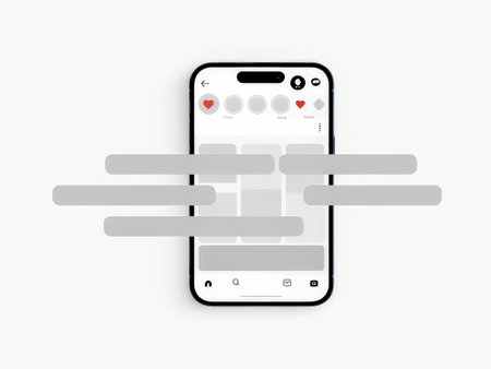 Smartphone Social Media App Illustration Likes, Shares, and Messaging with Privacy Concernsの素材
