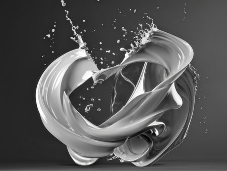 Splashing white liquid. 3d rendering, 3d illustration.の素材
