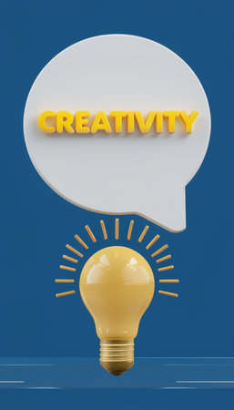 Unleashing Creativity Illuminating Ideas Against Blue Backgrounds and Glowing Light Bulbsの素材