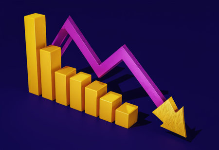 3d illustration of graph with arrow on blue background. 3d rendering.の素材