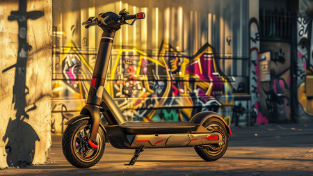 Electric Elegance A Contemporary Urban Scene Captured in Vibrant Graffiti Lightingの素材