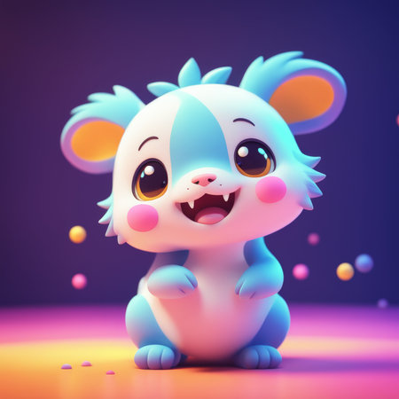 Cute cartoon mouse. Vector illustration of a cute kawaii mouse.の素材