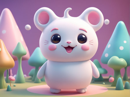 Animated Mouse Mascot A Pink Mushroom Garden Animation Adventureの素材