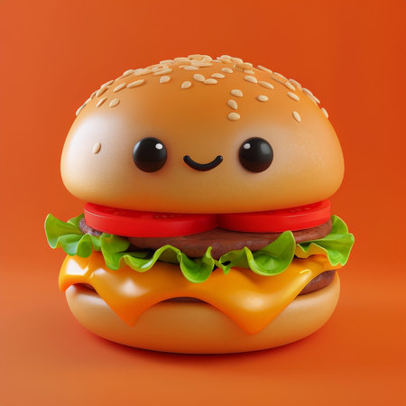 Cheesy Delight A Delectable Sesame SeedStudded Cheeseburger Plush Toy Designの素材