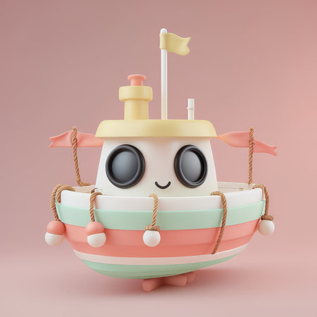 Adorable Pastel Boat A Cuddly Toy or Decorative Piece for Little Onesの素材