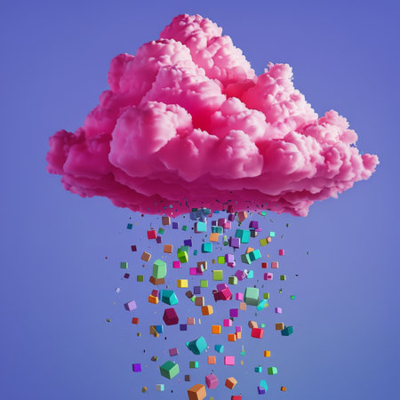 Rainbow Cloud Extravaganza MiniCube Rain Showers Over Earths Skiesの素材