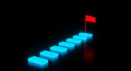 A vibrant illustration showing a clear and welldefined path to success, symbolizing determination and achievement aheadの素材