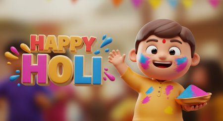 Holis vibrant colors illuminate joyous celebration of spring and good luckの素材