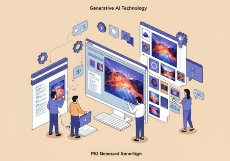 Introducing the future of tech with this infographic showcasing how generative AI is revolutionizing our daily lives through computers, tablets, and smartphonesの素材