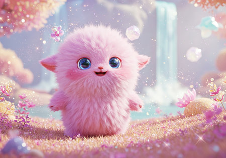 A whimsical world filled with vibrant colors, playful elements, and mesmerizing natural wonders in an ethereal sceneの素材