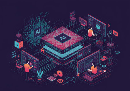 An intricate network of intelligent technologies interweaving to create seamless digital solutionsの素材