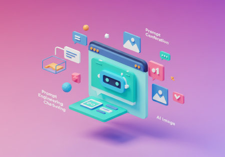 A visually diverse collection showcasing different AIpowered applications including chatbots, virtual assistants, and augmented reality experiencesの素材