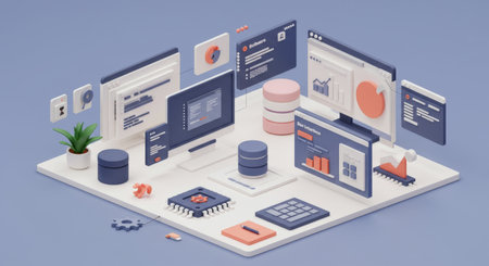 Advanced software and cuttingedge technology showcased in this visually stunning depictionの素材