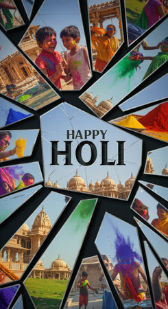 People of all ages come together to celebrate Holi, enjoying colorful festivities and sharing happiness through vibrant huesの素材