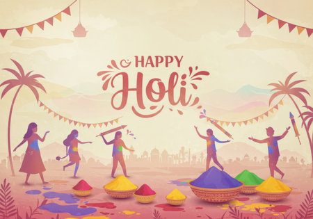 A picture of a Holi celebration.の素材