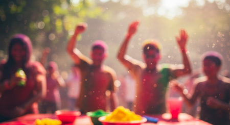 People celebrating with colors.の素材