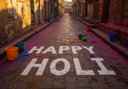 A colorful street with happyの素材