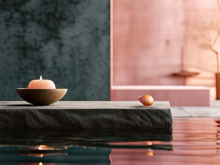 A serene and modern still life with a focus on balance and tranquilityの素材