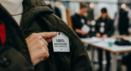 A stylish fashion piece made from recycled materials, highlighting sustainability in fashion designの素材