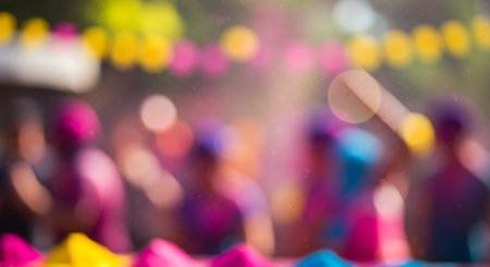 Colorful blurred lights with no discernible subject.の素材