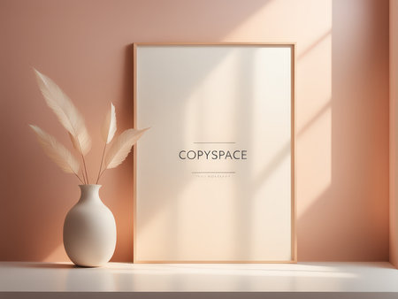 Sophisticated minimalism in a serene room settingの素材