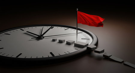 A metaphorical representation of a deadline approaching with urgency and determinationの素材