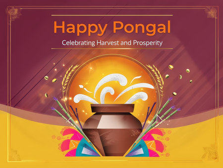 Digital greeting for the South Asian harvest and prosperity celebrationの素材