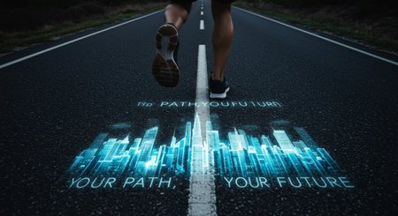 Exploring diverse paths with choices at each step a visually compelling illustration of personal freedom and growthの素材