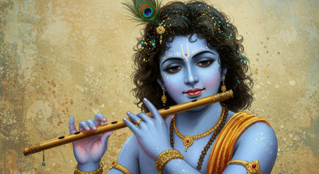 Goddess Parvati radiates divine beauty, holding the sacred Om symbol and a stunning lotus flowerの素材