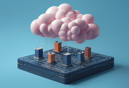 A digital representation depicting a cloud computing infrastructureの素材