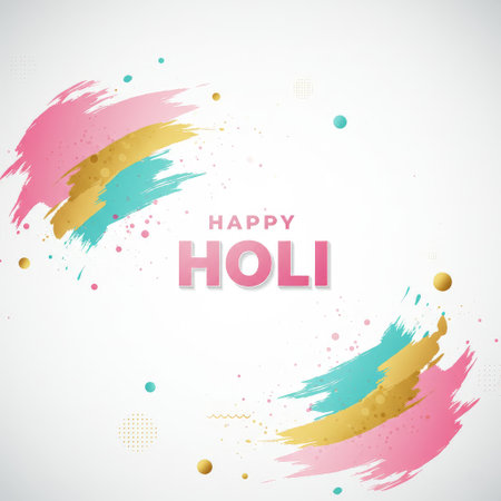 A vibrant Holi celebration poster featuring joyous colors and playful motifsの素材