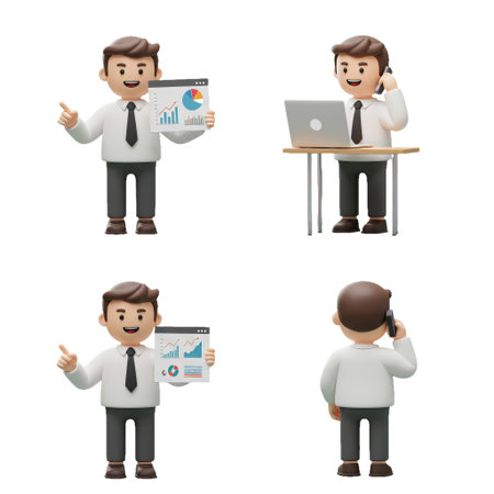 A collection of business figures in different professional activities.の素材